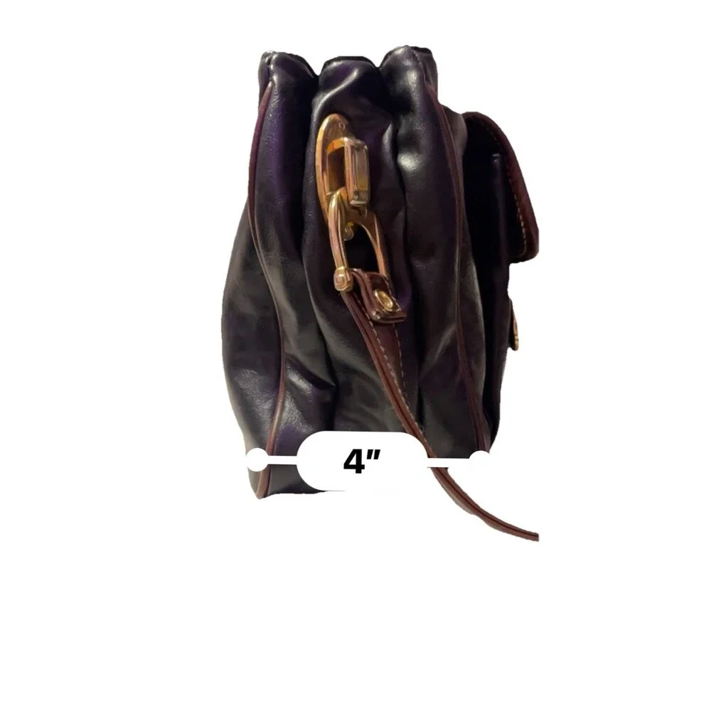 Vintage 80s Capezio Black & Brown Leather Satchel Multi-Compartment Shoulderbag - Picture 6 of 8